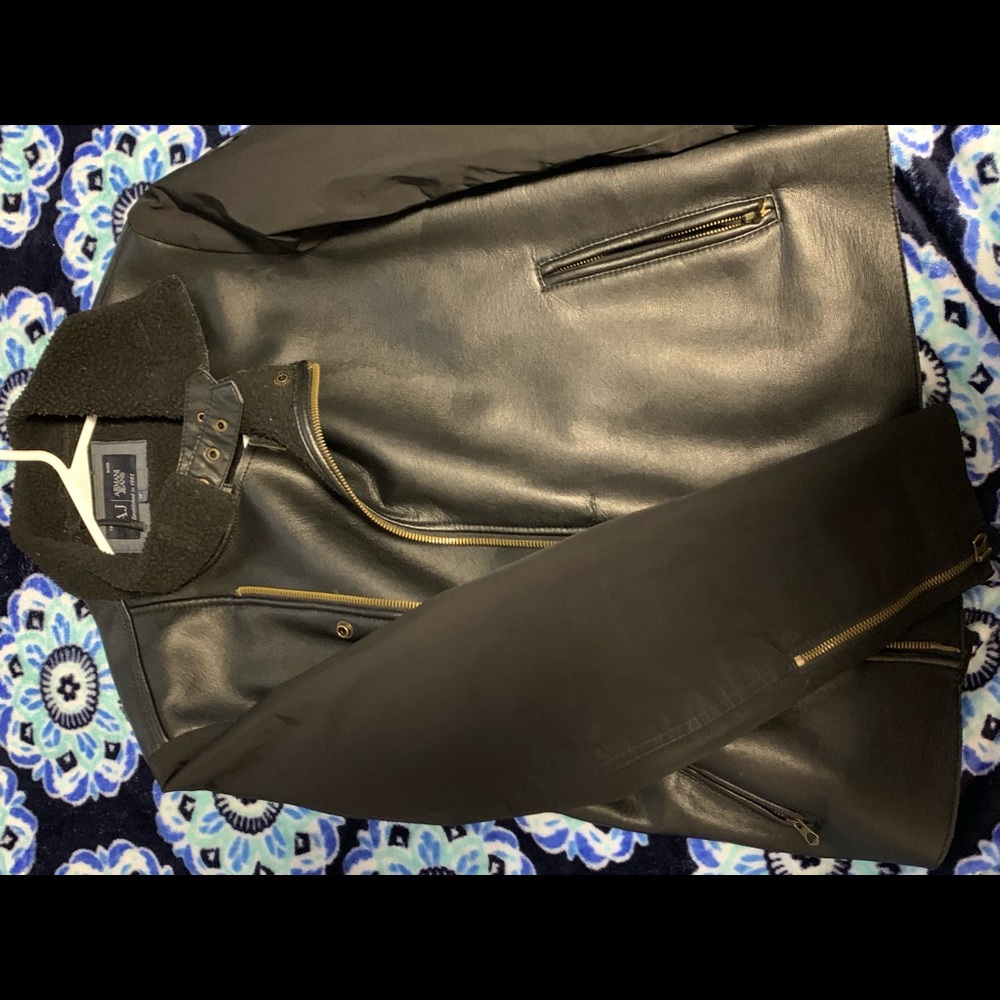 Armani Exchange leather jacket mid winter Black .
